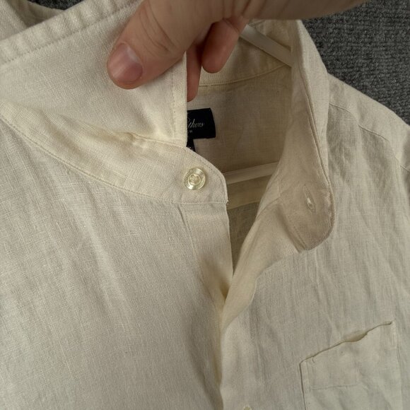 Brooks Brothers All Irish Linen Ivory XL Men Button Up Shirt Short Sleeve Woven - Picture 9 of 16